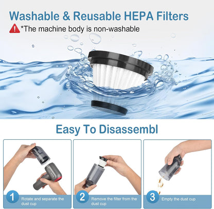 RoamVac 15kPa Cordless Car Vacuum — LED Display, USB-C Rechargeable